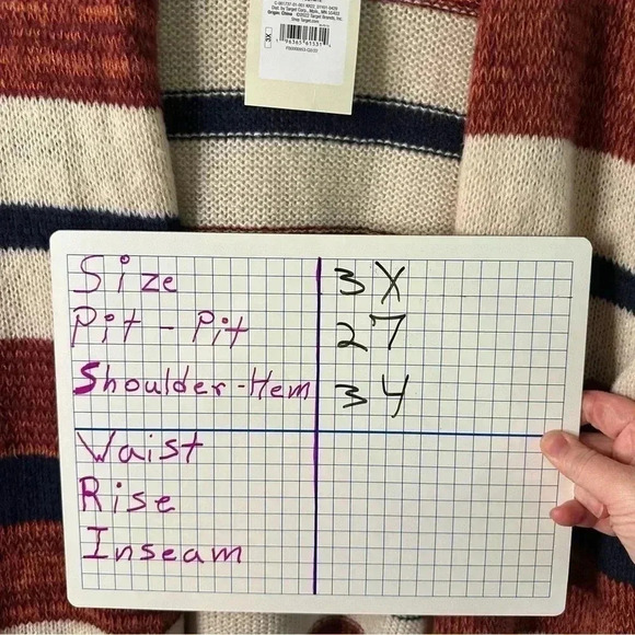 Knox Rose Women's Open Front Cardigan striped Boho casual, blue, red & cream - Picture 12 of 12